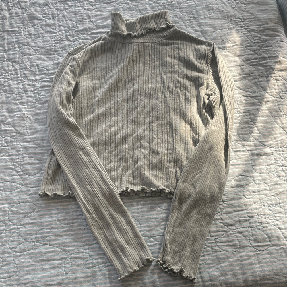 Madewell Sage Green Turtleneck Cropped Top